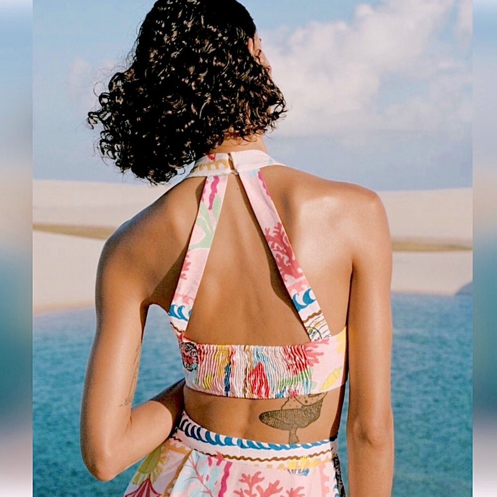 Zara Multi-Color Ruched Crop Top - Picture 2 of 7